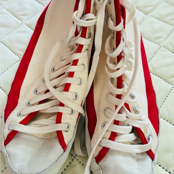Converse White and Red High-Top Sneakers - Picture 3 of 7